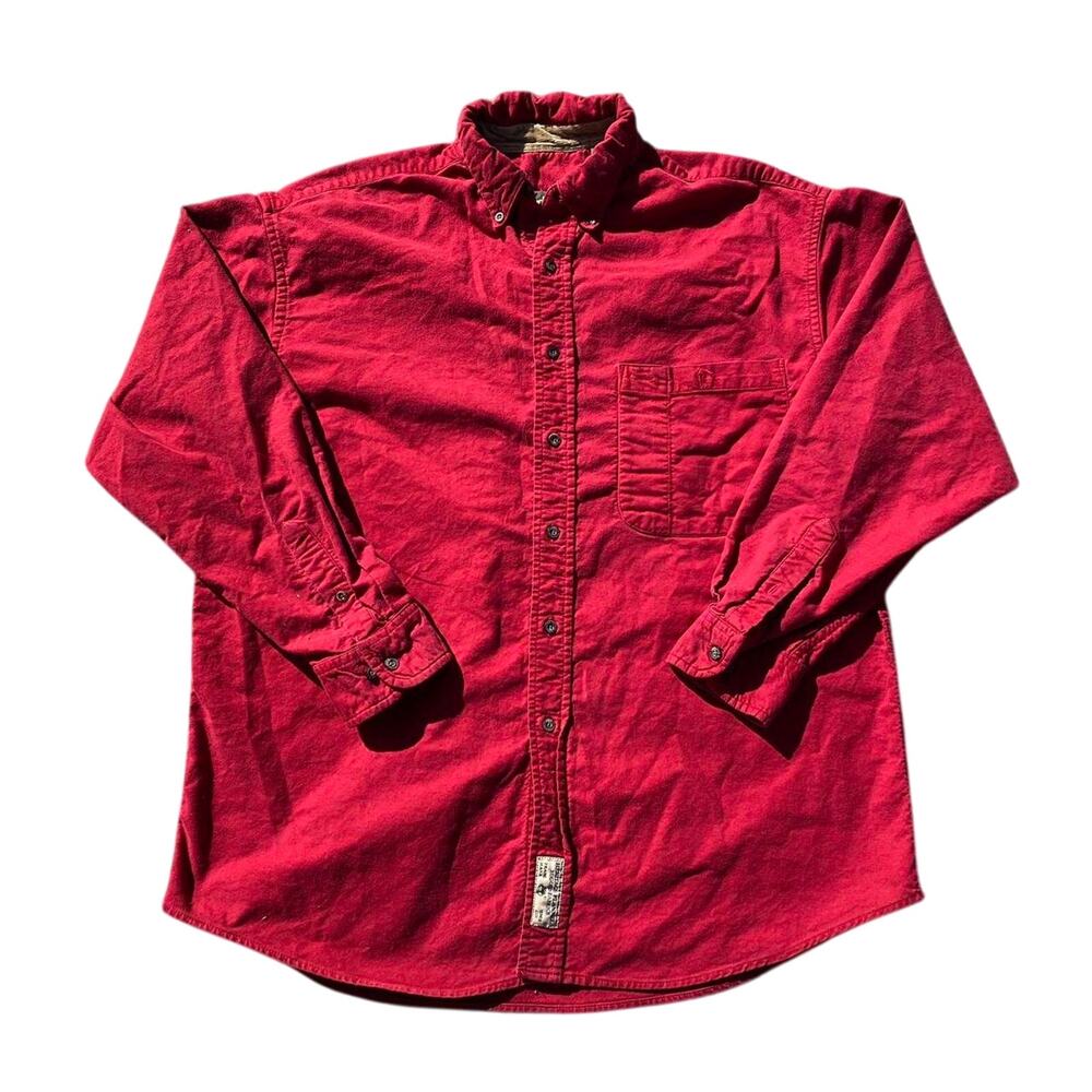 Red timberland button up shirt large